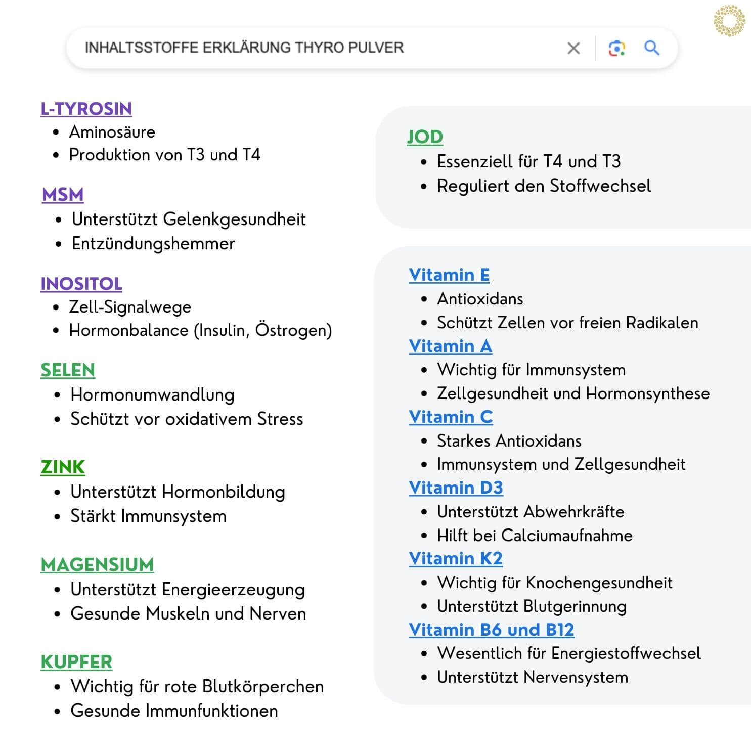 Thyro-Elements-Schilddruesen_Pulver-240g-inhaltsstoffe_zutaten_erklaerung_googledesign_l-tyrosin_msm_inositol_selen_zink_magnesium_kupfer_jod_vitamin_e_a_c_d3_k2_b6_b12