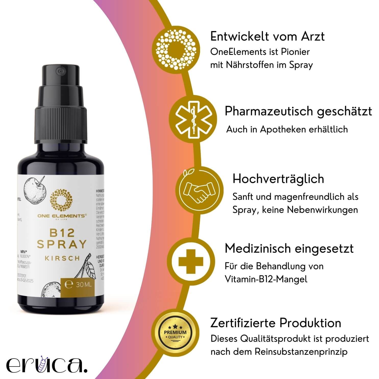 Der Premium Vitamin B12 Spray von eruca.ch für mehr Energie und Leistung im Alltag.